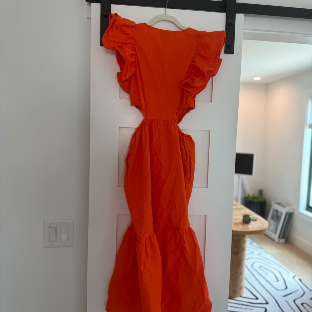 Target A New Day Elegant Orange Ruffle Dress - Picture 4 of 13